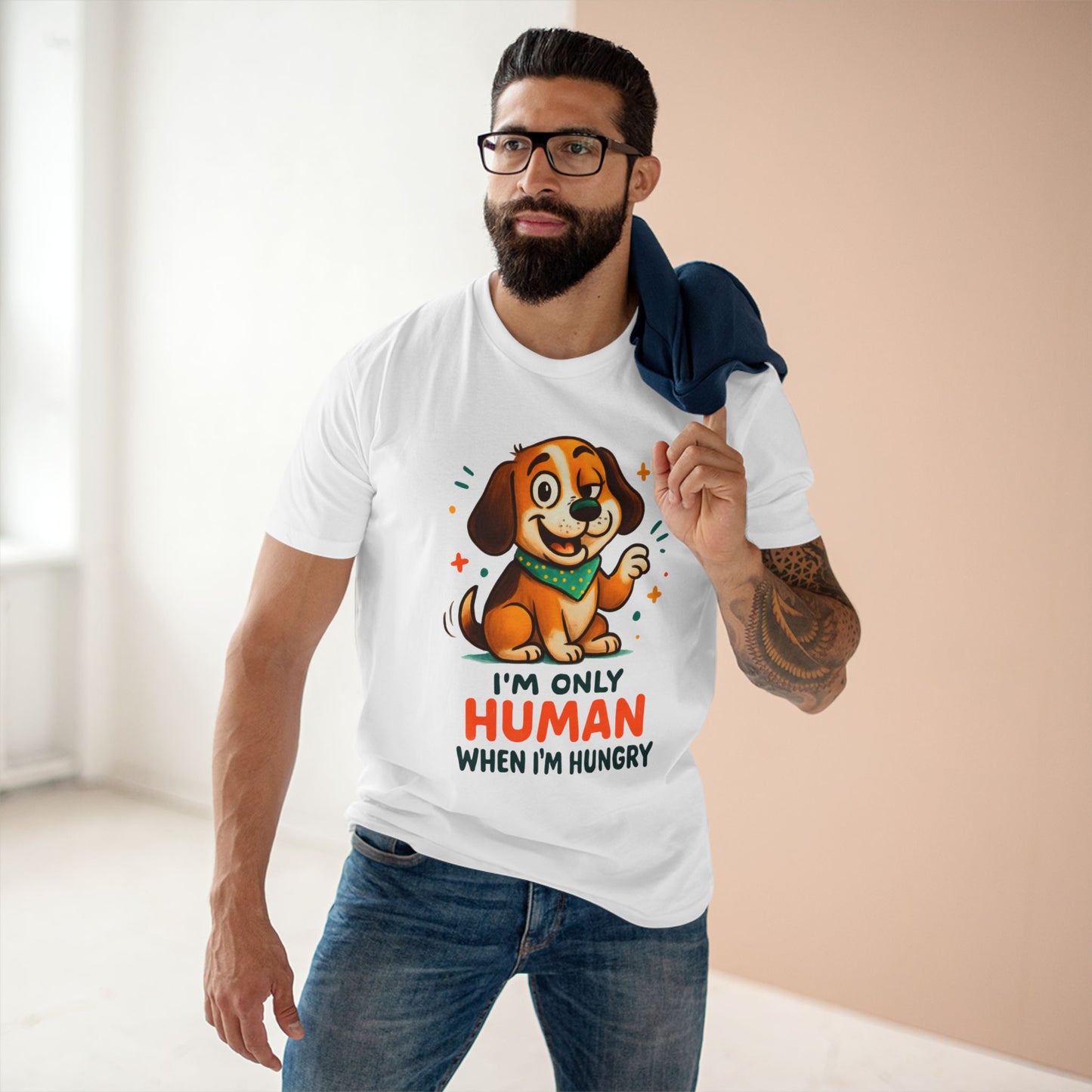Funny Dog Lover Tee, I'm Only Human When I'm Hungry T-Shirt, Gift for Pet Owners, Cute Animal Tee, Humorous Apparel